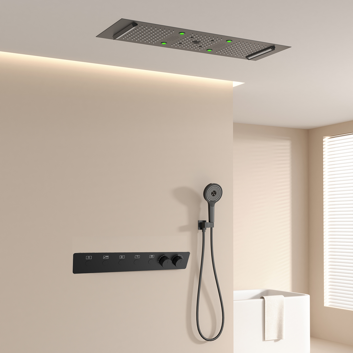 Faucet - 300*900mm Bathroom Ceiling LED Thermostatic Smart
