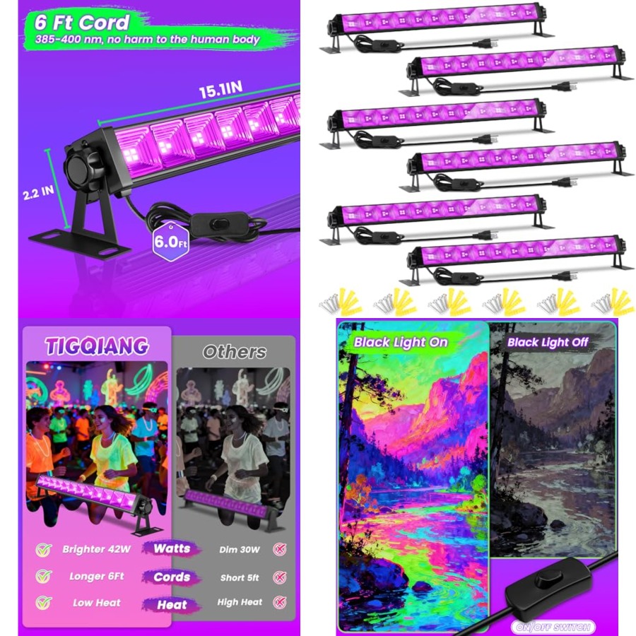 4W Pack LED Black Light Bar, B - Light Switch 评论和价格
