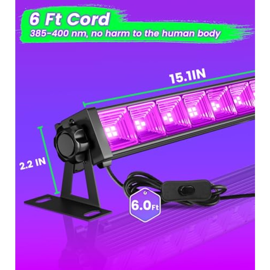 4W Pack LED Black Light Bar, B - Light Switch 评论和价格