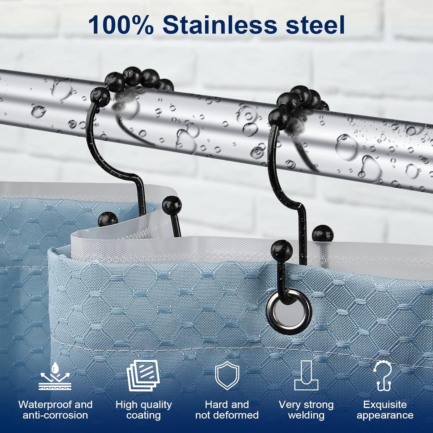 Shower Curtain Hook, Sturdy St - Curtain Rods 评论和价格