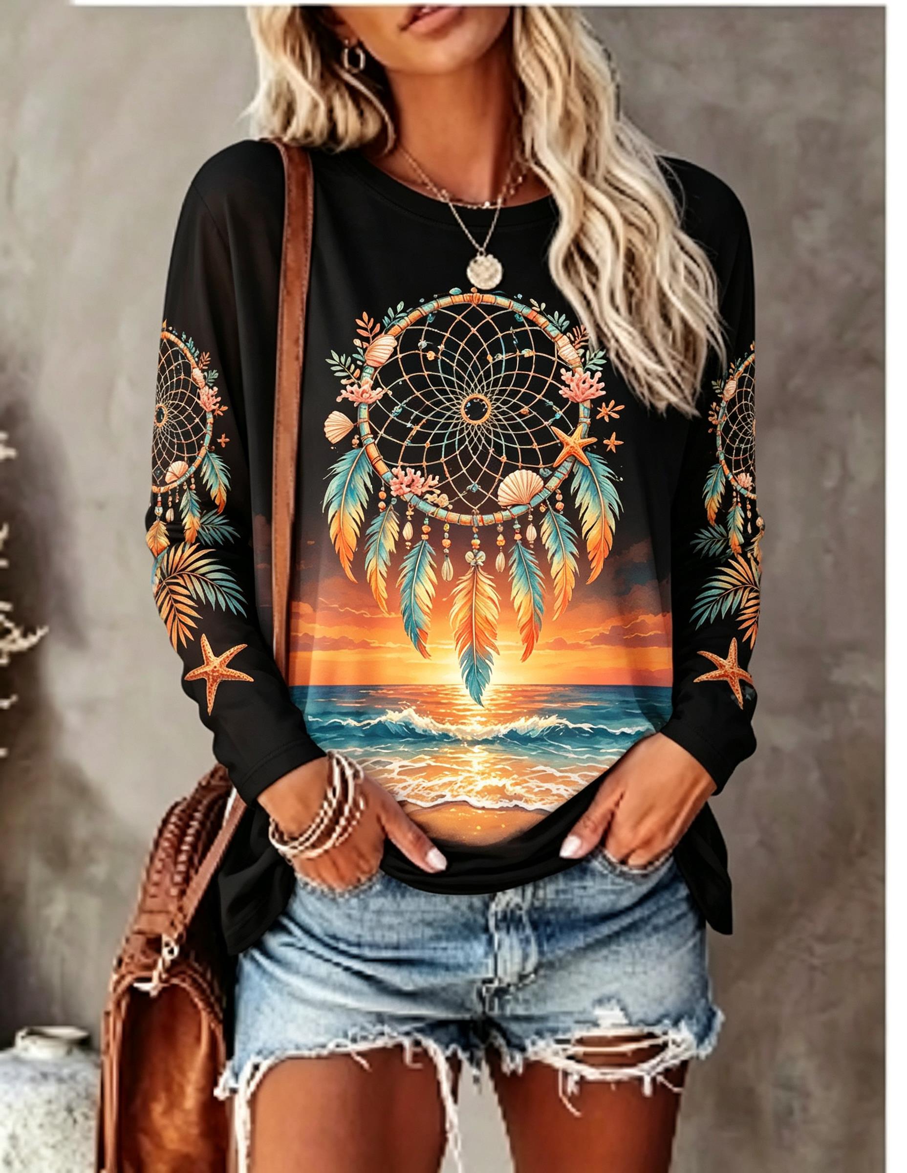 Women's Crew Neck Long Sleeve  - Wallpaper 评论和价格