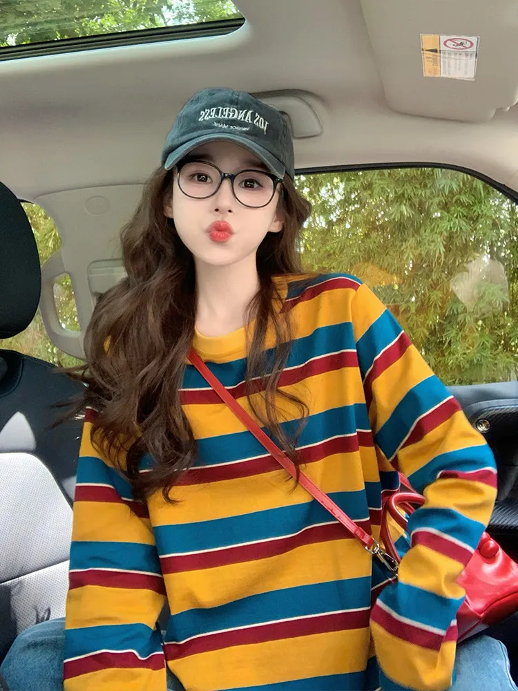 Women Color Block Striped Long - Wallpaper 评论和价格