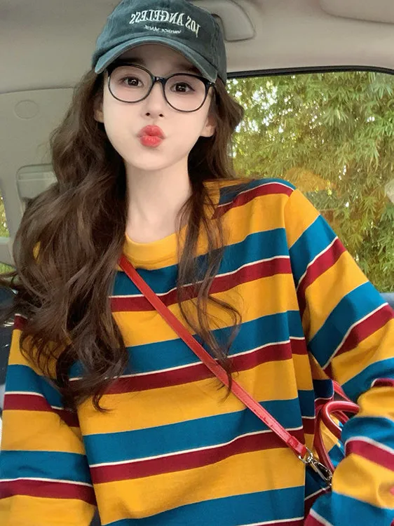 Women Color Block Striped Long - Wallpaper 评论和价格