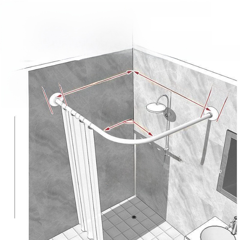 Arc Shaped Bathroom Shower Rod - Curtain Rods 评论和价格