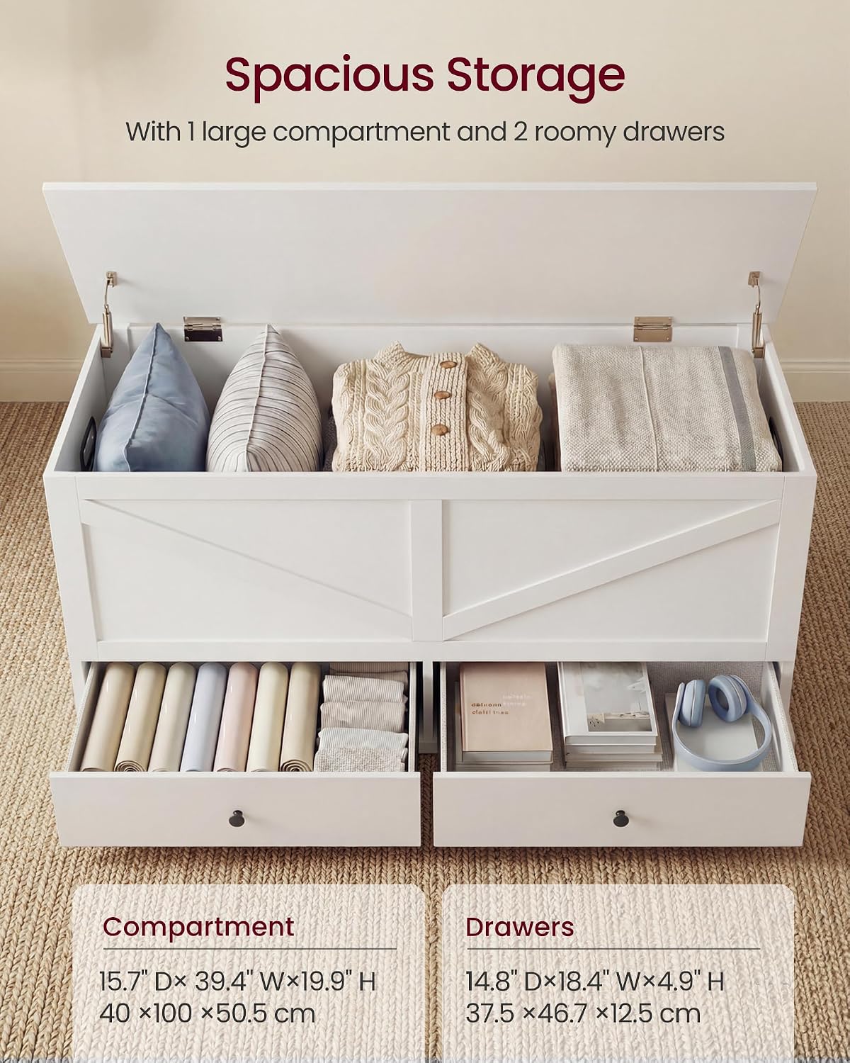 Farmhouse Storage Chest With D - Cabinet Hinges 评论和价格