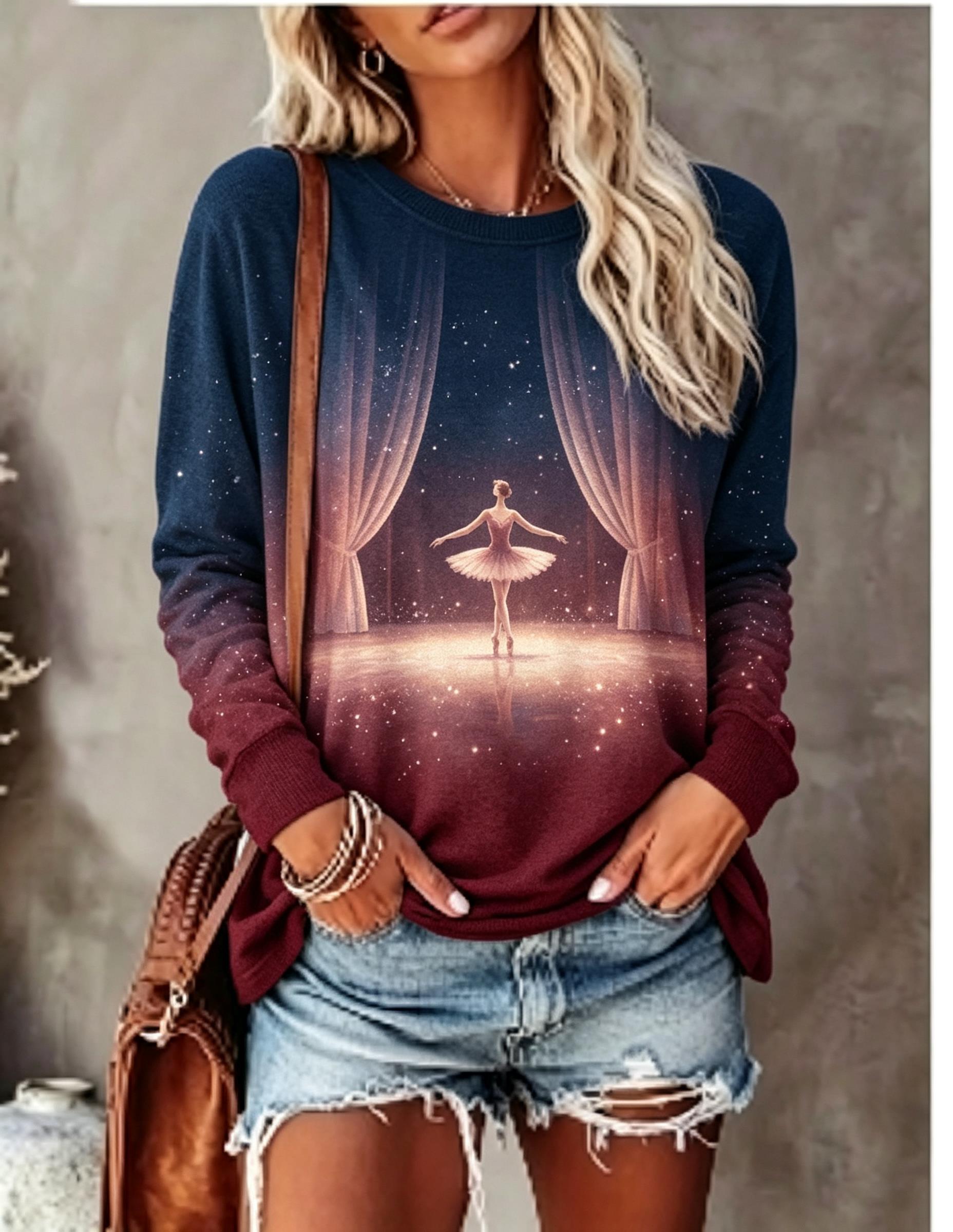 Women Long Sleeve T‑Shirt Ball - Wallpaper 评论和价格