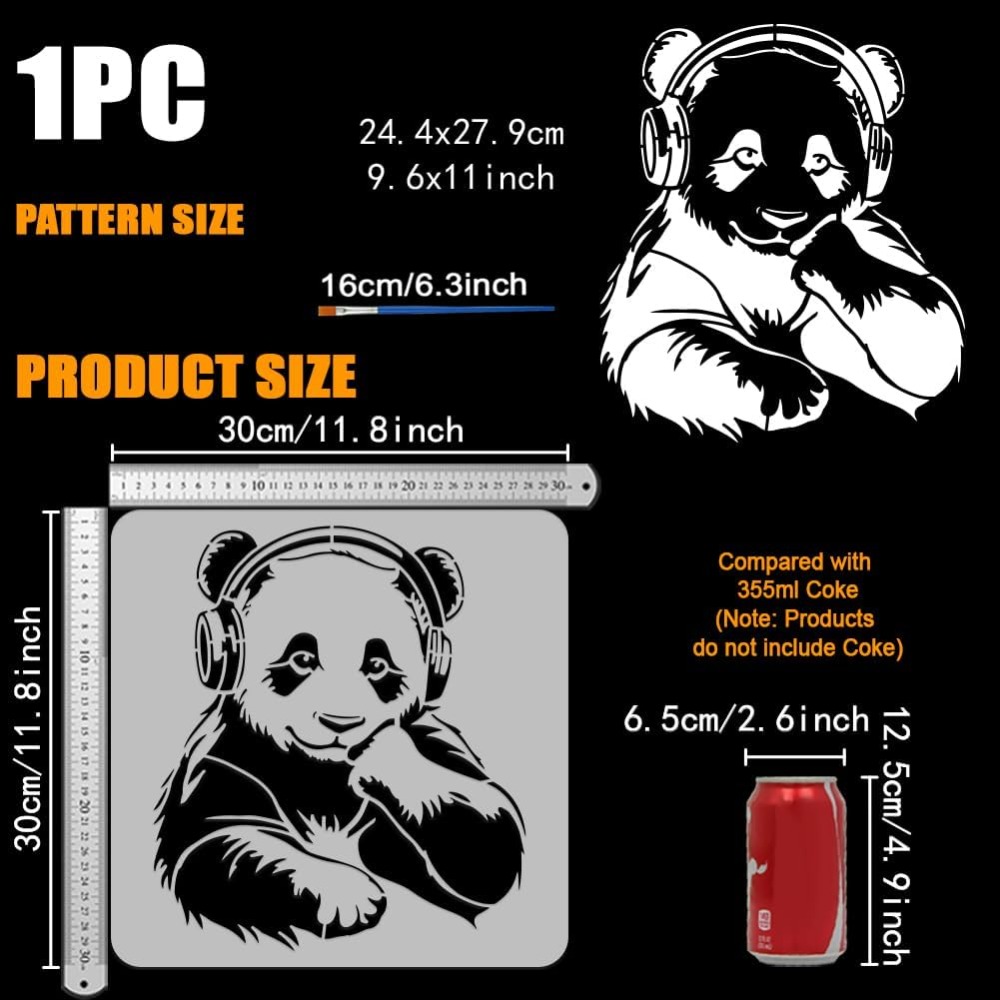 Panda Stencil with a Paint Bru - Paint Brush 评论和价格