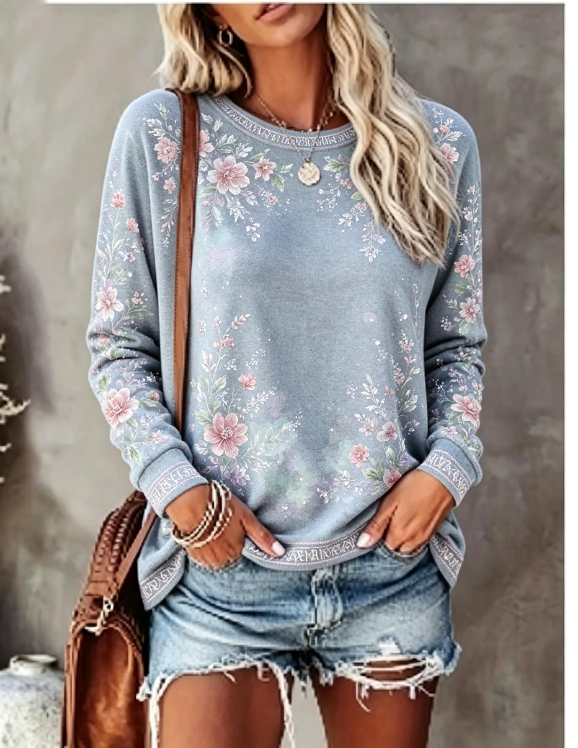 Women Crew Neck Long Sleeve T‑ - Wallpaper 评论和价格