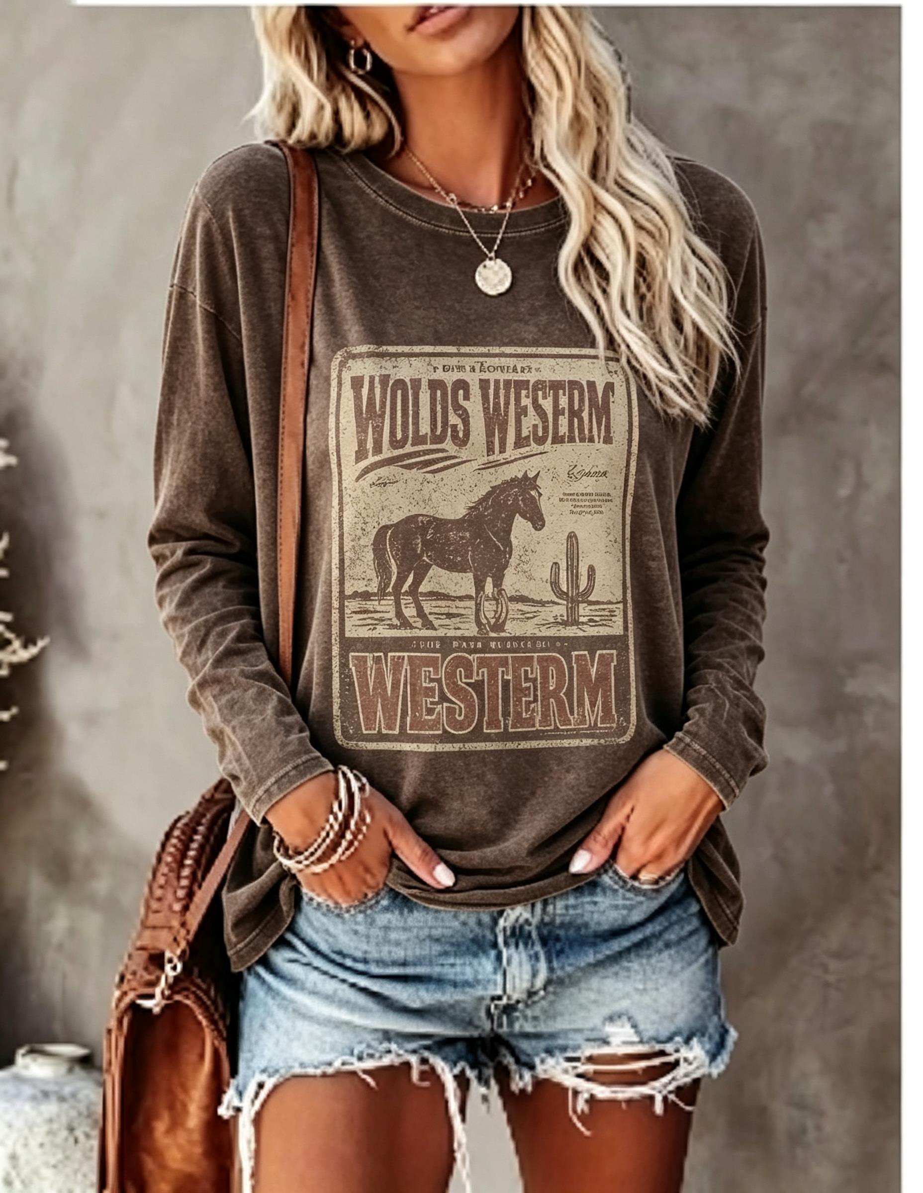 Women Long Sleeve T Shirt Vint - Wallpaper 评论和价格