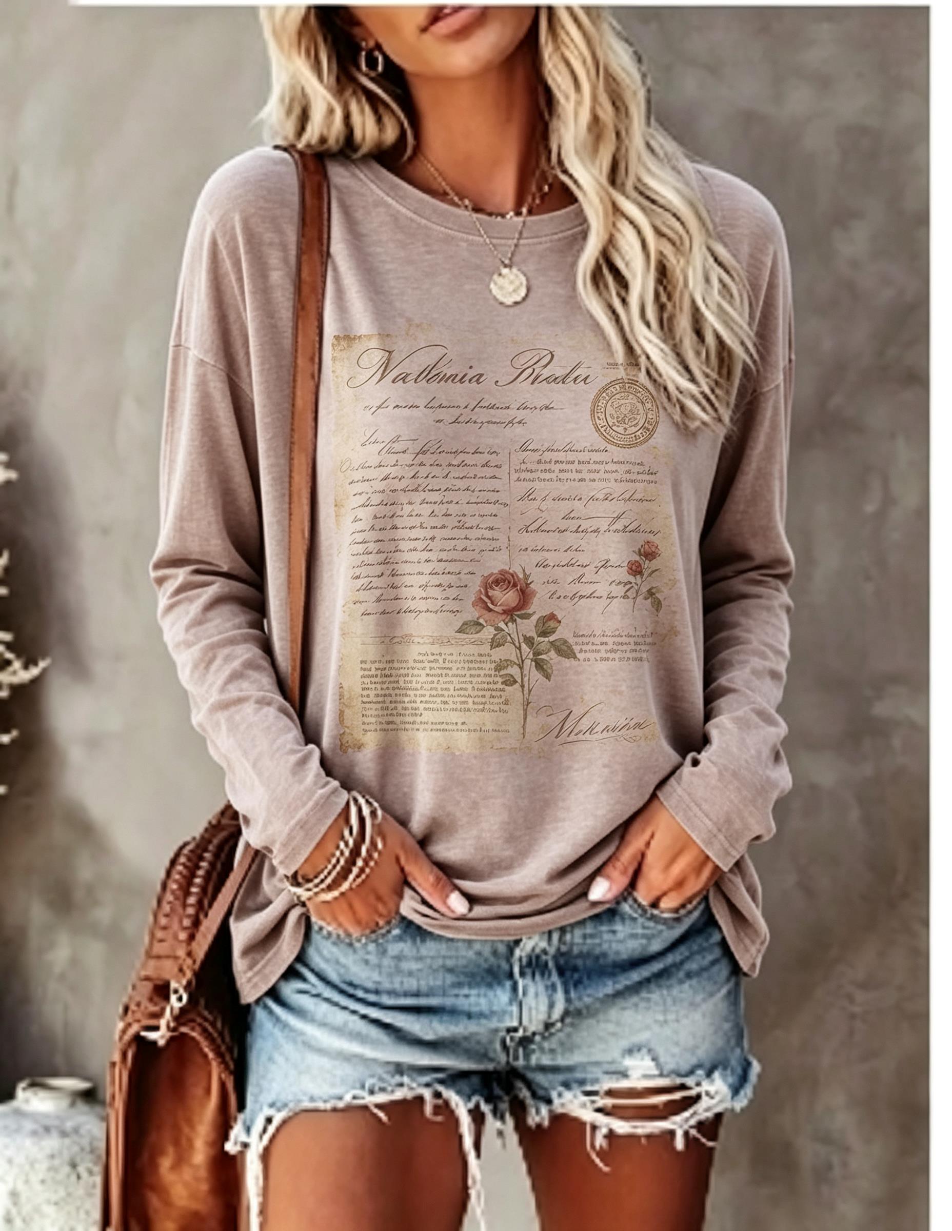 Women Long Sleeve T Shirt Vint - Wallpaper 评论和价格