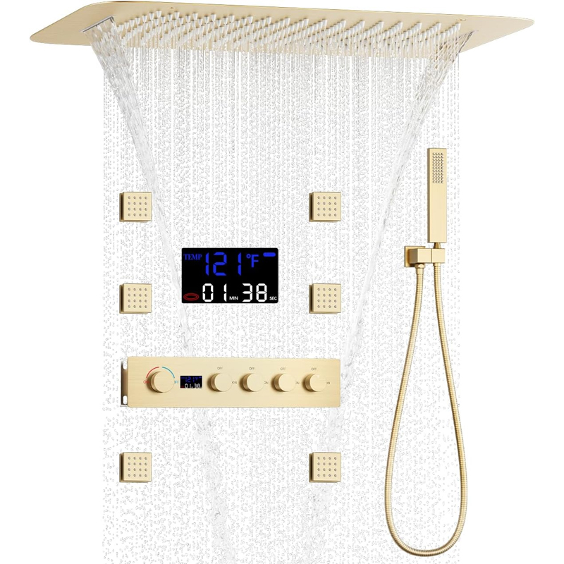 Brass Brushed Gold Digital Dis - Faucet 评论和价格